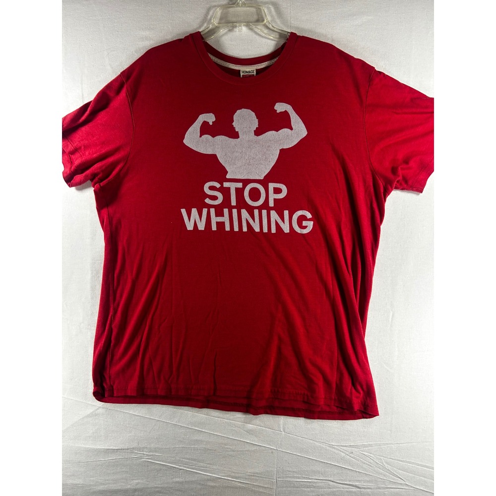 Homage Stop Whining Arnold Schwarzenegger Red Graphic T-Shirt Mens XXL US made